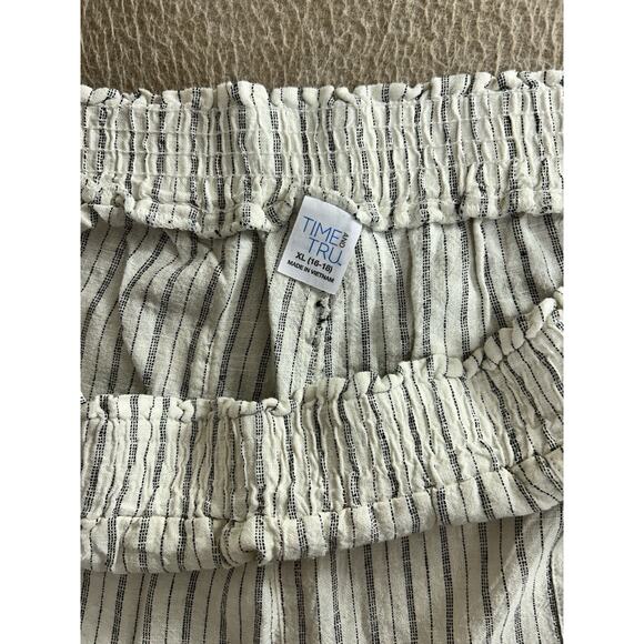 Time and Tru Linen Blend Wide Leg Pant Sz XL 16-18 Smocked Waist Pockets Palazzo - Picture 4 of 5